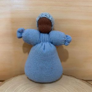 4" Flannel Sac Baby - Dark Tone Doll w/Flannel Sac Baby Blue
