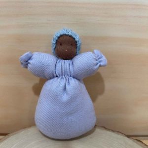 4" Flannel Sac Baby - Dark Tone Doll in Light Purple Flannel