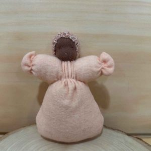 4" Flannel Sac Baby - Dark Tone Doll with Peach Flannel